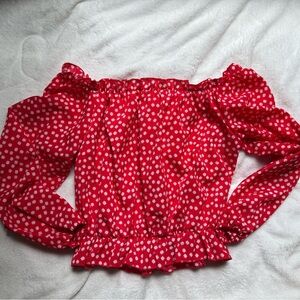 Red Floral Off-Shoulder Top